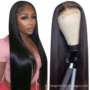 Uniky Hot Selling 13*4 4*4 frontal silky 12-30inch virgin hair wig wigs human hair lace front